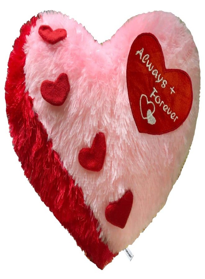 PICKKART Love Cushion Pillow Heart Shape, Always + Forever Embroidered Quote (Pink) - Image 1